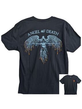 Zero Foxtrot Angel of Death Tee Mens Medium Black Skull Military Short Sleeve